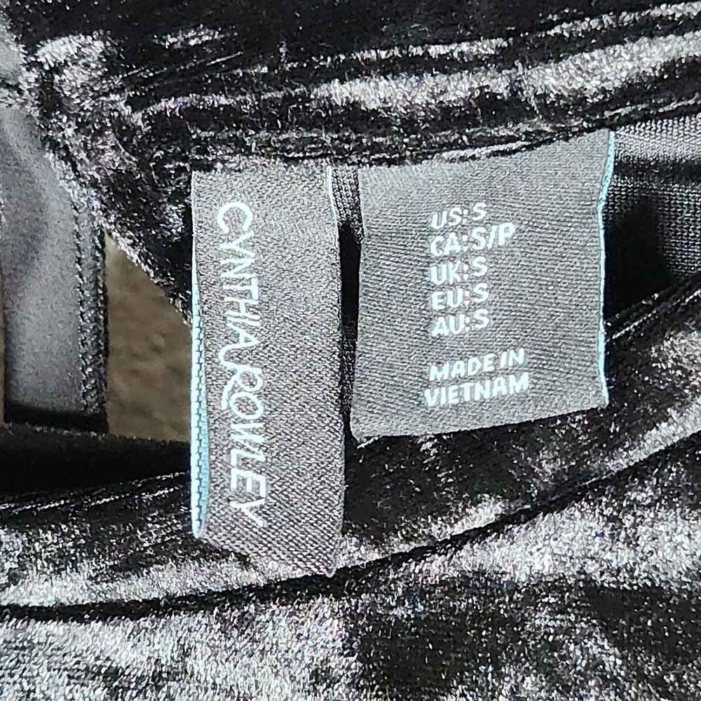 Y2K Cynthia Rowley Womens Black Crushed Velvet Whimsygoth Tie Back Top Small - Picture 4 of 7